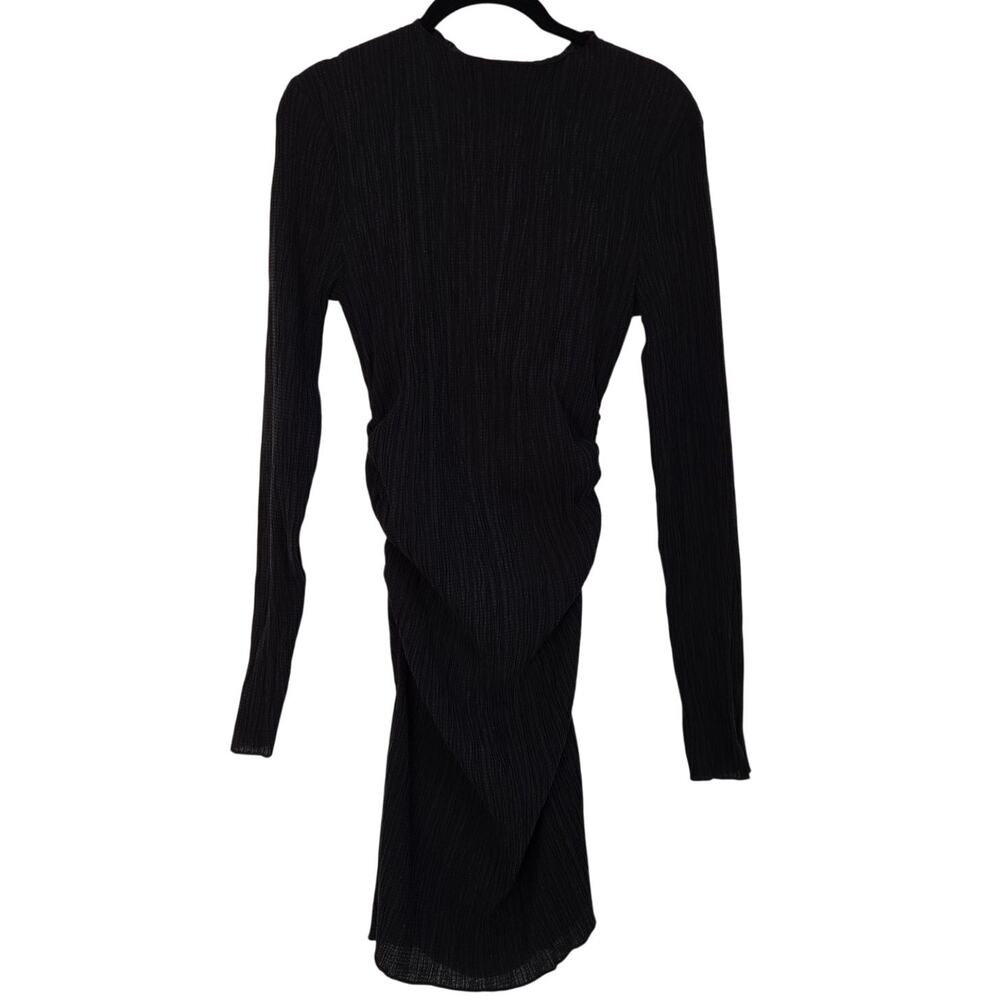 Elevated Basic Zara Textured Mini Dress Long Sleeve Ruched Side Detail Large NWT